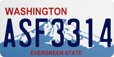 WA license plate ASF3314