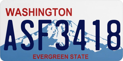 WA license plate ASF3418