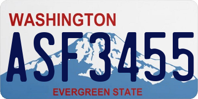 WA license plate ASF3455