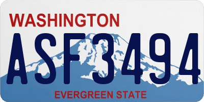 WA license plate ASF3494