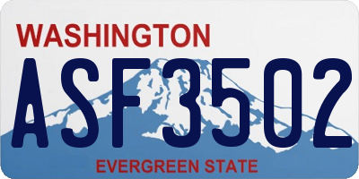 WA license plate ASF3502