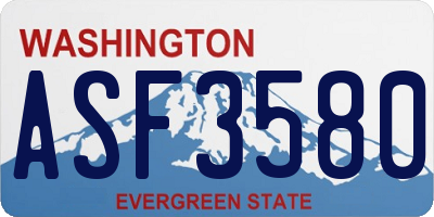WA license plate ASF3580