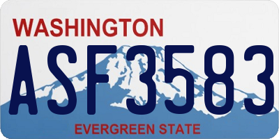WA license plate ASF3583