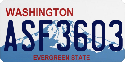 WA license plate ASF3603