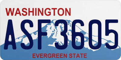 WA license plate ASF3605
