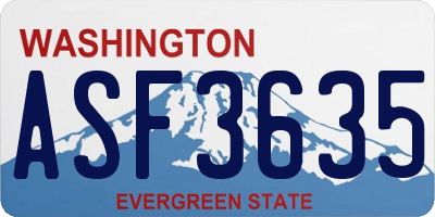 WA license plate ASF3635