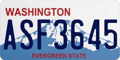 WA license plate ASF3645