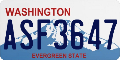 WA license plate ASF3647