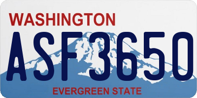 WA license plate ASF3650