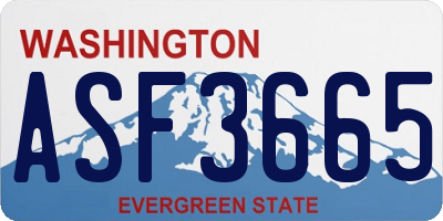 WA license plate ASF3665