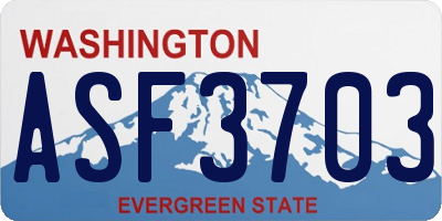 WA license plate ASF3703