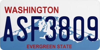 WA license plate ASF3809