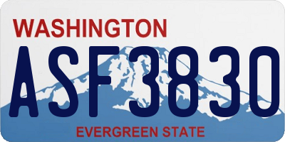 WA license plate ASF3830