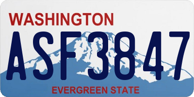 WA license plate ASF3847