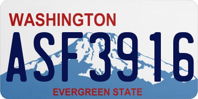 WA license plate ASF3916