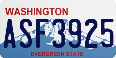 WA license plate ASF3925