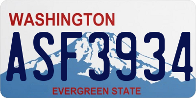 WA license plate ASF3934