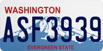 WA license plate ASF3939