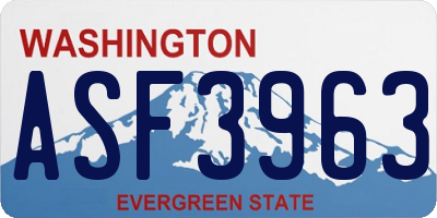 WA license plate ASF3963