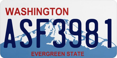 WA license plate ASF3981
