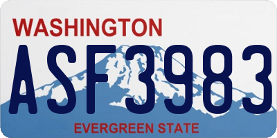 WA license plate ASF3983