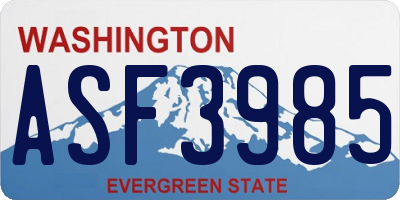 WA license plate ASF3985