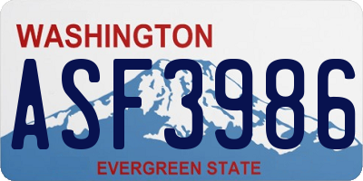 WA license plate ASF3986