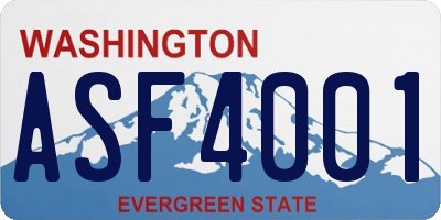 WA license plate ASF4001