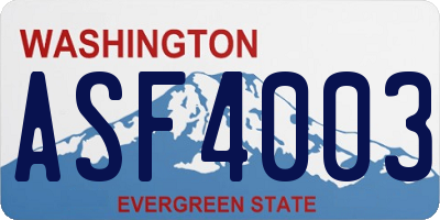 WA license plate ASF4003