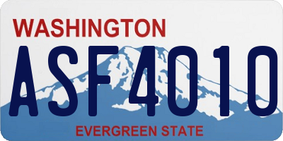 WA license plate ASF4010
