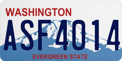 WA license plate ASF4014