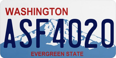 WA license plate ASF4020
