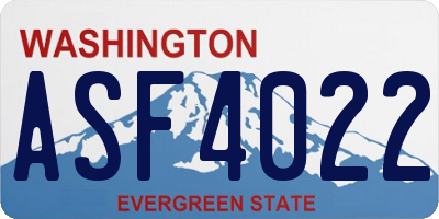 WA license plate ASF4022