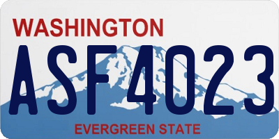 WA license plate ASF4023