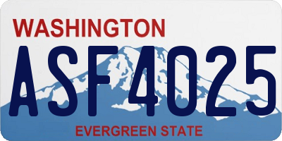 WA license plate ASF4025