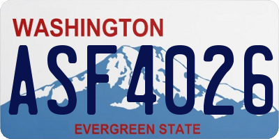 WA license plate ASF4026