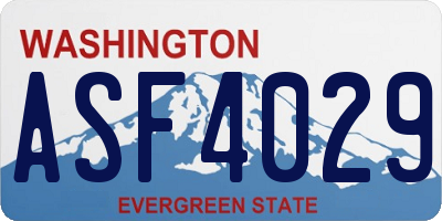 WA license plate ASF4029