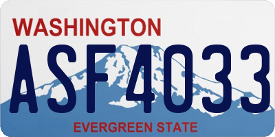 WA license plate ASF4033