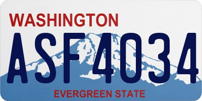 WA license plate ASF4034