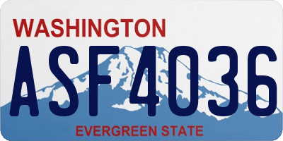 WA license plate ASF4036