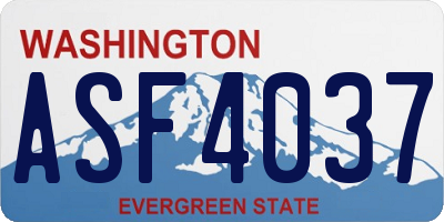 WA license plate ASF4037