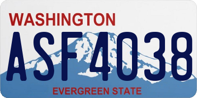 WA license plate ASF4038