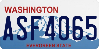 WA license plate ASF4065