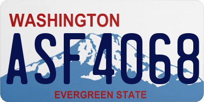 WA license plate ASF4068