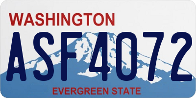 WA license plate ASF4072