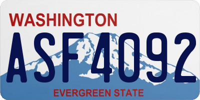 WA license plate ASF4092