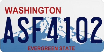 WA license plate ASF4102