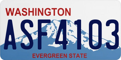 WA license plate ASF4103