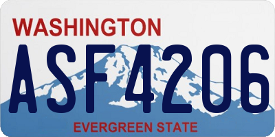 WA license plate ASF4206