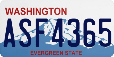 WA license plate ASF4365